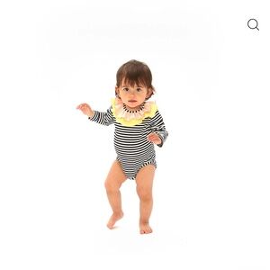 Striped Black and White Kids One Piece
